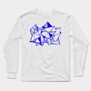 Blue Geometric abstract triangles Long Sleeve T-Shirt